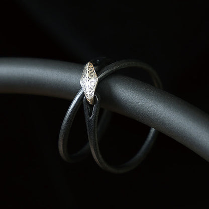 Buddhist Blessing 925 Sterling Silver Leather Multi-turn Protection Bracelet