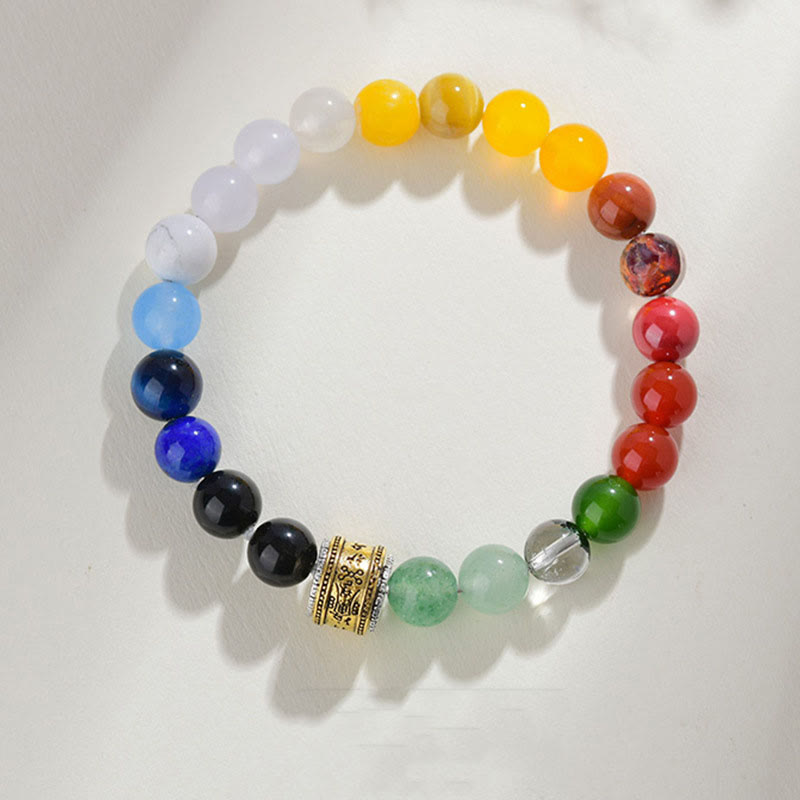 Buddhist Blessing Five Elements Various Agate Crystal Rutilated Quartz Tiger Eye Yellow Agate Citrine Luck Bracelet