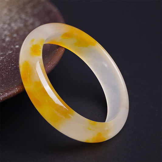 Buddhist Blessing Yellow Chalcedony Harmony Positivity Bracelet Bangle