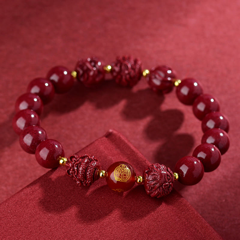 Buddhist Blessing Chinese Zodiac Cinnabar Keep Away Evil Spirits Blessing Bracelet