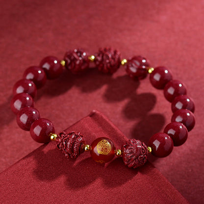 Buddhist Blessing Chinese Zodiac Cinnabar Keep Away Evil Spirits Blessing Bracelet