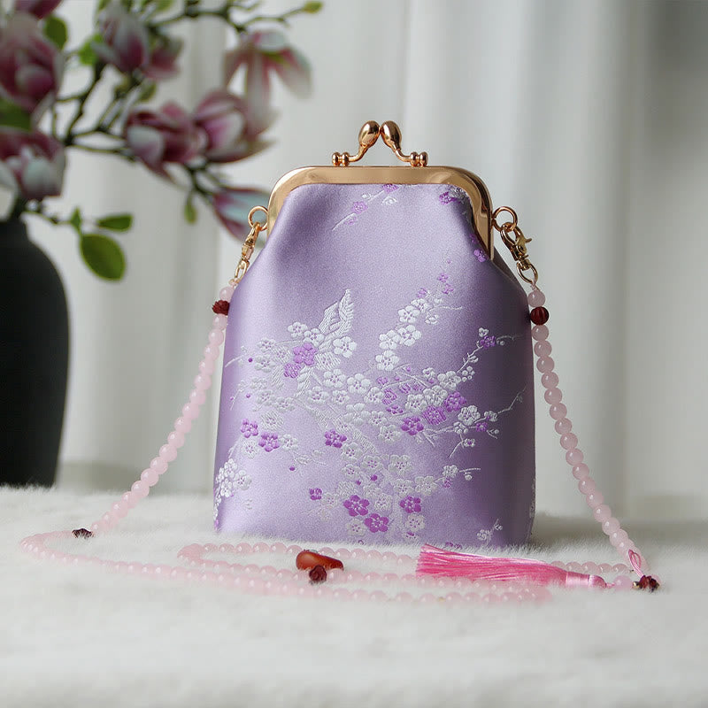 Buddhist Blessing Retro Chinese Embroidery Pearl Chain Crossbody Bag Shoudler Bag