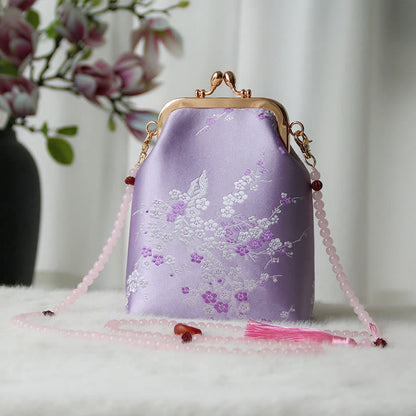 Buddhist Blessing Retro Chinese Embroidery Pearl Chain Crossbody Bag Shoudler Bag