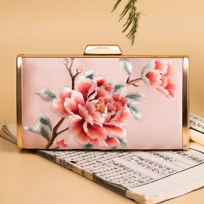 Buddhist Blessing Carnation Peony Begonia Su Embroidery Wedding Shopping Purse Handbag Crossbody Bag