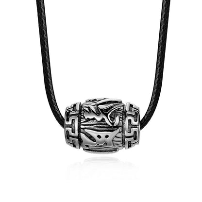 Buddhist Blessing Tibetan Om Mani Padme Hum Four Mythical Beasts Titanium Steel Wisdom Necklace Pendant