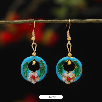 Buddhist Blessing Lotus Butterfly Flower Alloy Copper Enlightenment Drop Earrings