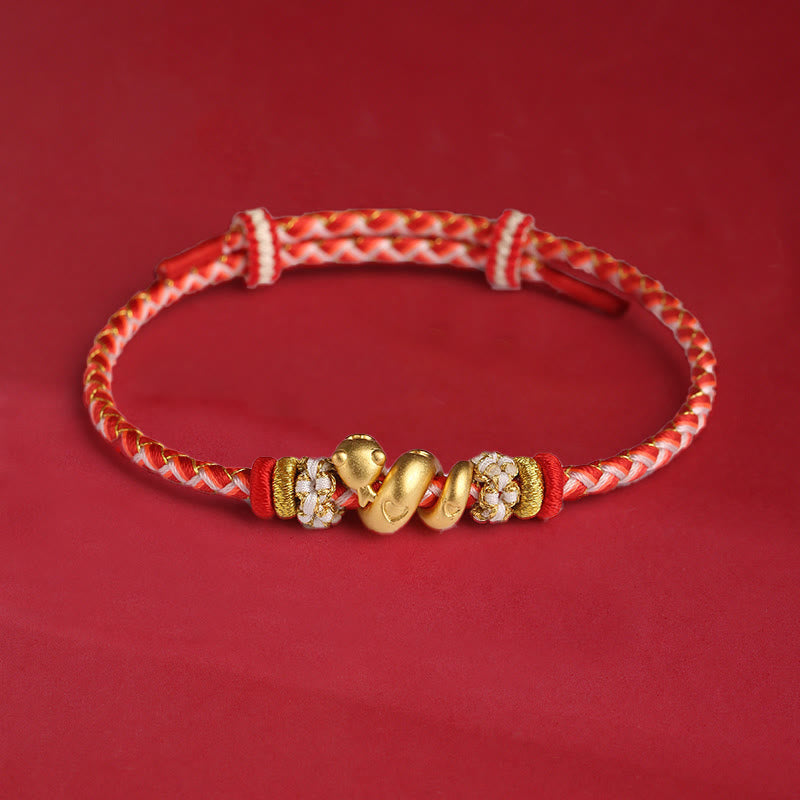 Buddhist Blessing 999 Sterling Silver Gradient Red String Year Of The Snake Luck Braided Bracelet