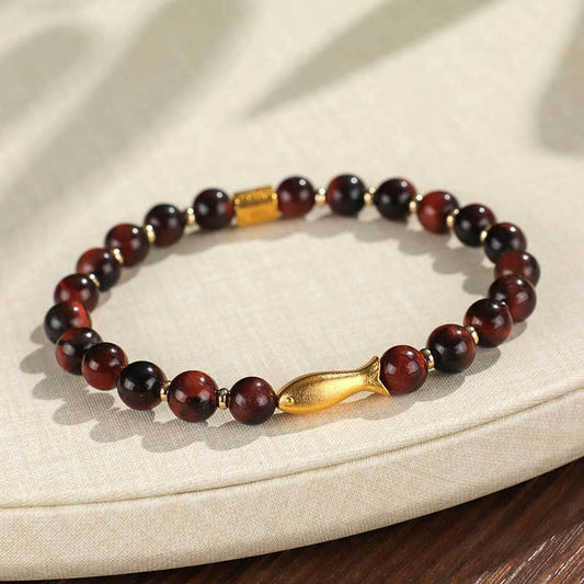 Buddhist Blessing Tiger Eye Koi Fish Courage Bracelet