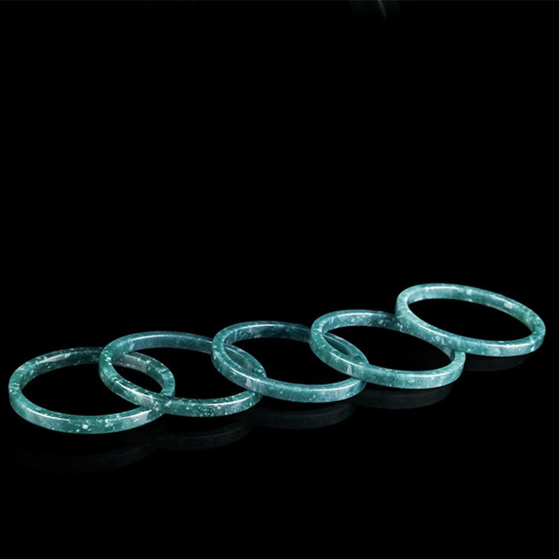 Buddhist Blessing Natural Jade Abundance Thin Bracelet Bangle