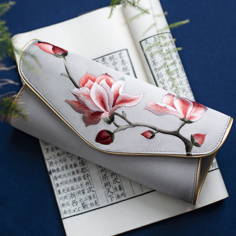 Buddhist Blessing Magnolia Su Embroidery Wedding Shopping Purse Handbag Crossbody Bag