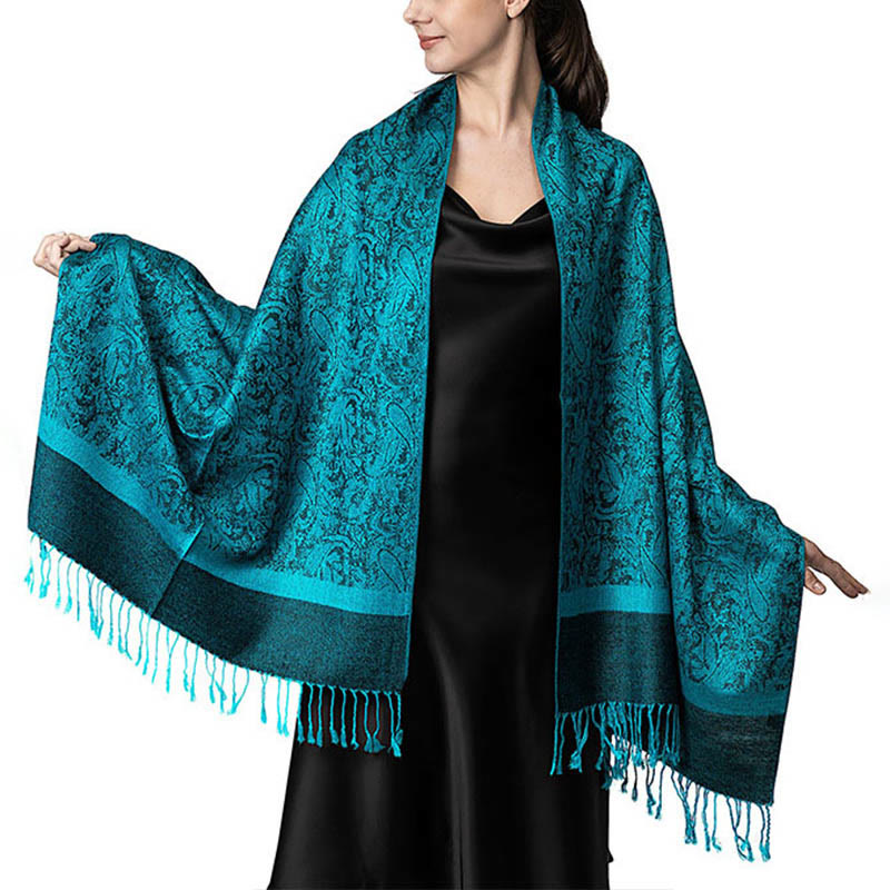 Buddhist Blessing Tibetan Cashew Jacquard Tassels Shawl Spring Fall Winter Warm Cozy Scarf Wrap