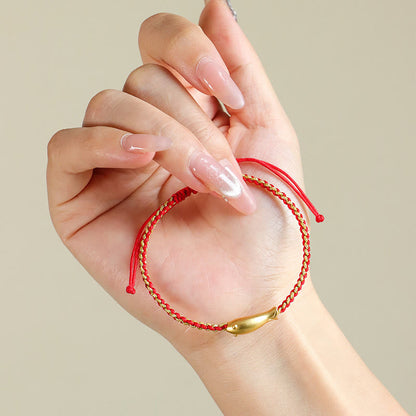 Buddhist Blessing 999 Sterling Silver Lucky Koi Fish Protection Rope Bracelet