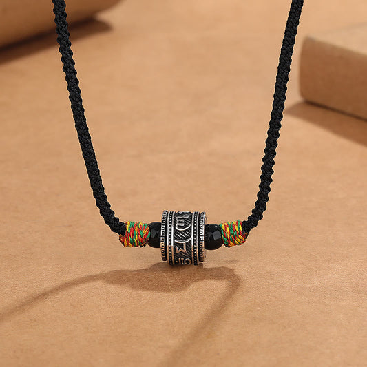 Buddhist Blessing Tibet Om Mani Padme Hum Swastika PiXiu Copper Wisdom Rope Necklace Pendant