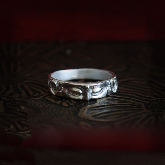 Buddhist Blessing 999 Sterling Silver Buddhist Blessing  Eyes Protection Ring