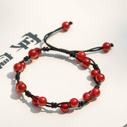 Buddhist Blessing Red Agate Moss Agate Cinnabar Calm Bracelet