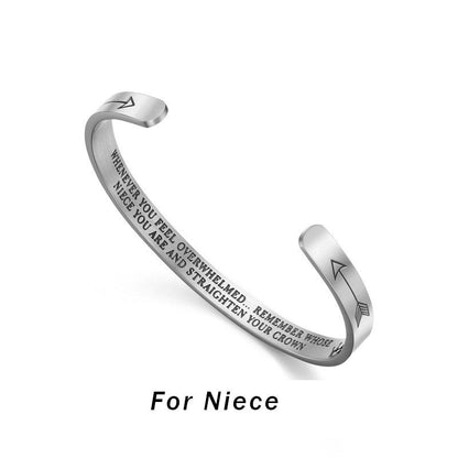 Buddhist Blessing Inspirational Bracelets Personalized Gift for Her Him Engraved Mantra Cuff Bangle Crown Jewelry