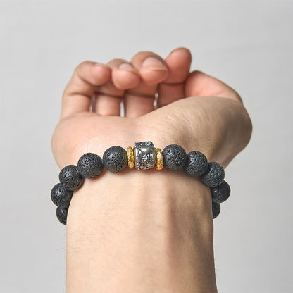 Buddhist Blessing Natural Lava Rock Buddha Face Support Bracelet