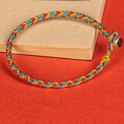 Buddhist Blessing 925 Sterling Silver Eight Thread Peace Knot Colorful Rope Luck Braided Bracelet