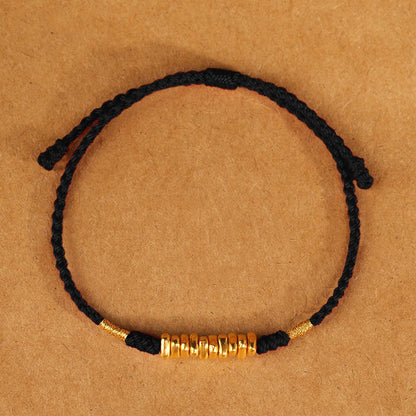 Buddhist Blessing 999 Gold Small Pieces String Protection Luck Ultra-Thin Braided Bracelet