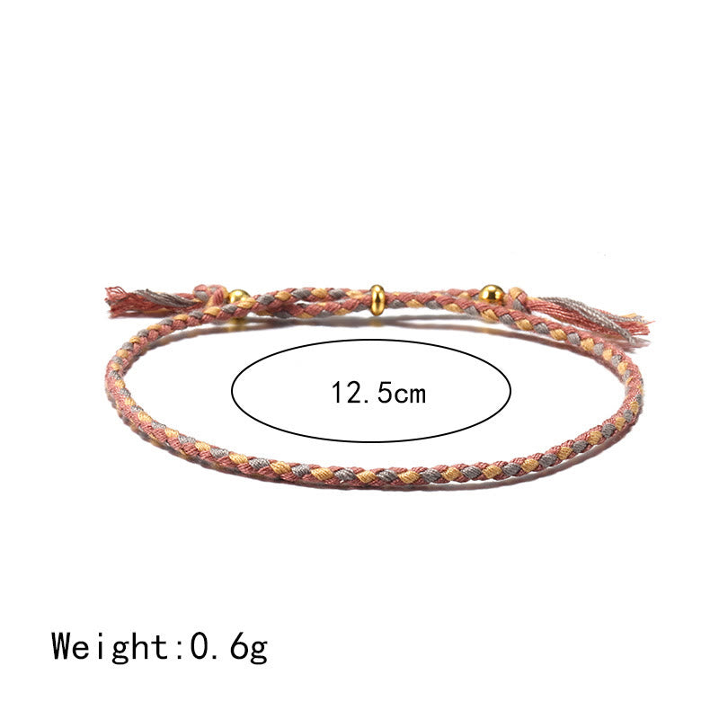 Buddhist Blessing Handmade Colorful Rope Braided Tassel Adjustable Harmony Bracelet