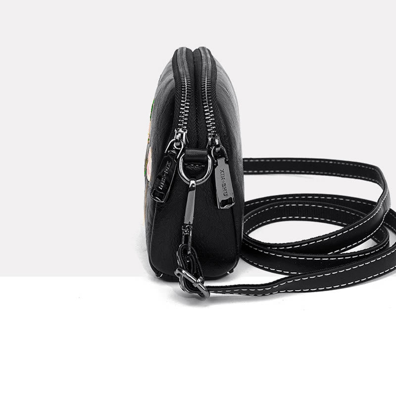 Buddhist Blessing Peony Pomegranate Flowers Su Embroidery Journey Shopping Purse Shoulder Bag Crossbody Bag