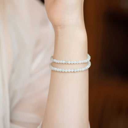 Buddhist Blessing 2mm Jade Ultra-thin Beads 14k Gold Plated Copper Luck Bracelet