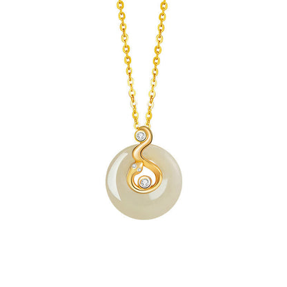 Buddhist Blessing Chinese Zodiac Hetian Jade 925 Sterling Silver Abundance Necklace Pendant