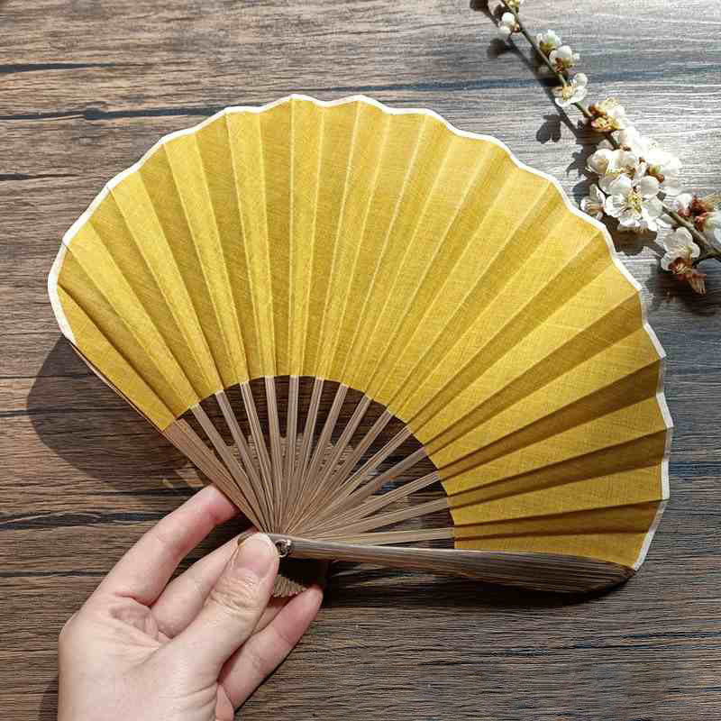 Buddhist Blessing Retro Solid Color Shell Shape Handheld Bamboo Folding Fan
