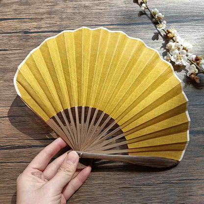 Buddhist Blessing Retro Solid Color Shell Shape Handheld Bamboo Folding Fan