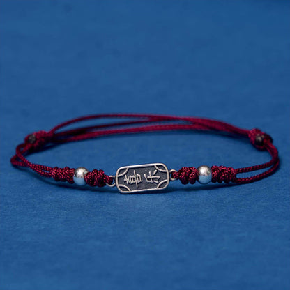 Buddhist Blessing Handmade 925 Sterling Silver Peace And Joy Safe Well Protection Braided Bracelet