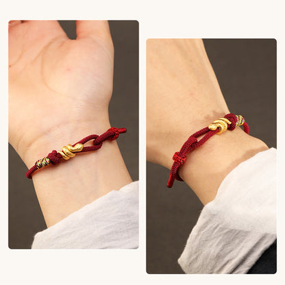 Buddhist Blessing 999 Gold Year of the Snake Design Handmade Luck Protection Rope Braided Bracelet