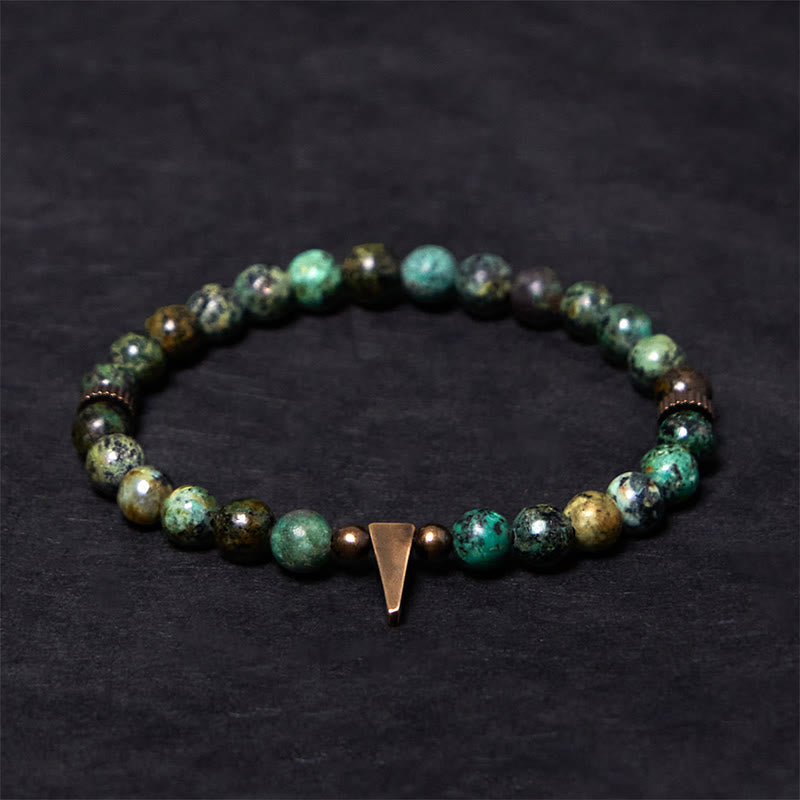 Buddhist Blessing Vintage Distressed Design Turquoise Copper Balance Bracelet