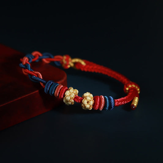 Buddhist Blessing String Four Srand Peach Blossom Connection Bracelet