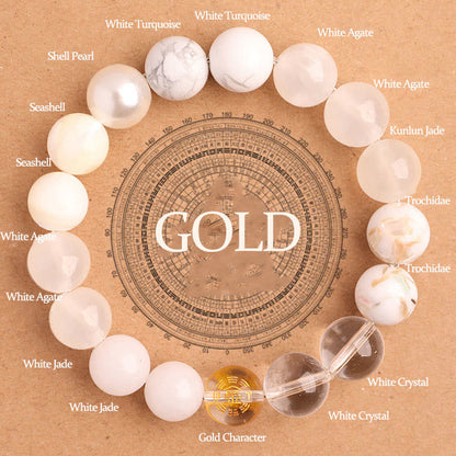 Buddhist Blessing Five Elements Various Agate Balance Luck Bracelet