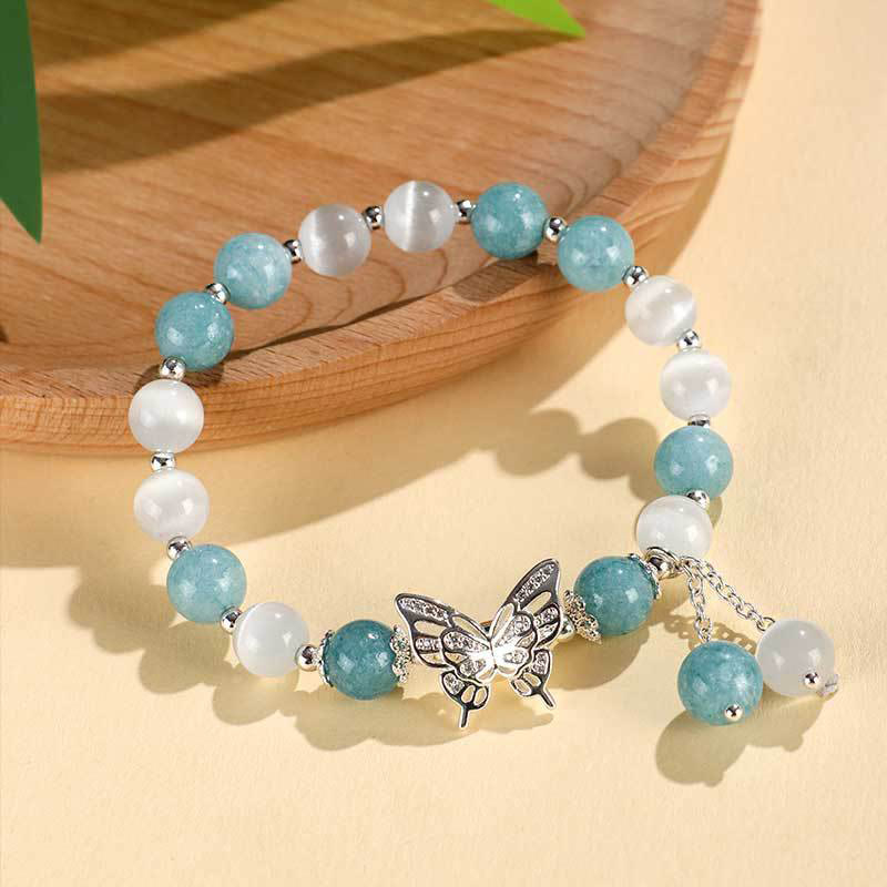 Buddhist Blessing Chrysoberyl Cat's Eye Chalcedony Butterfly Love Bracelet