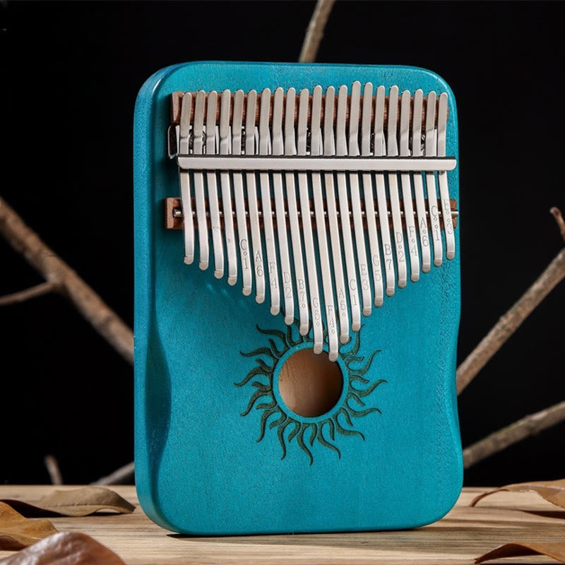 Buddhist Blessing Kalimba 17/21 Keys Thumb Piano Sun Pattern Maple Wood Beginners Portable Finger Piano
