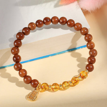 Buddhist Blessing Green Phantom Citrine Rutilated Quartz Super Seven Crystal Confidence Bracelet
