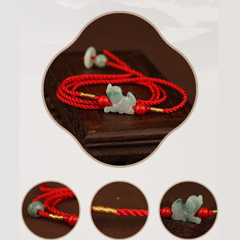Buddhist Blessing Jade Peace Buckle Blessing Red String Belly Chain