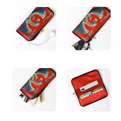 Buddhist Blessing Mythical Beast Phoenix Dragon Qilin Su Embroidery Ticket Folder Storage Journey Shopping Purse Handbag