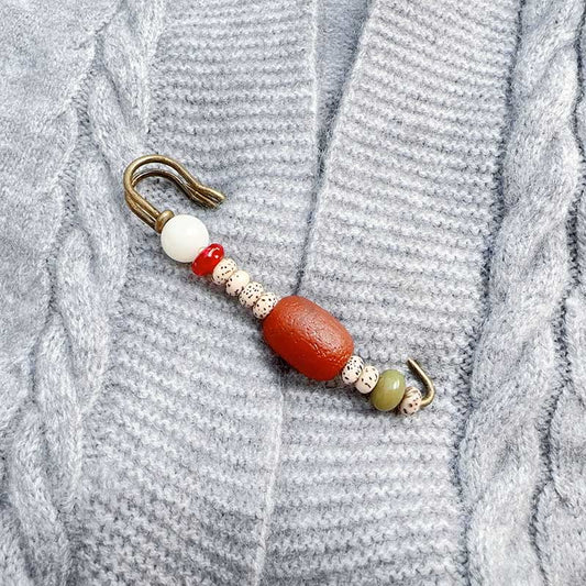 Buddhist Blessing Bodhi Seed Agate Calm Harmony Brooch