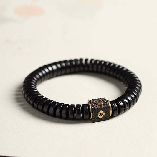 Buddhist Blessing Tibetan Coconut Shell Auspicious Clouds Positive Bracelet
