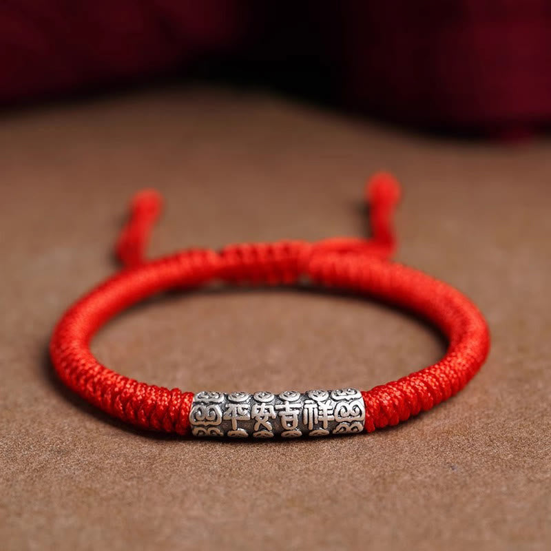 Buddhist Blessing Handmade 999 Sterling Silver Peace and Good Fortune Om Mani Padme Hum Luck Rope Bracelet
