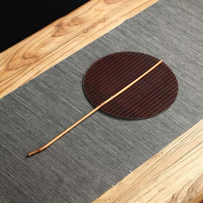 Buddhist Blessing Chinese Style Handmade Bamboo Woven Round Oval Banana Shape Long Handle Fan