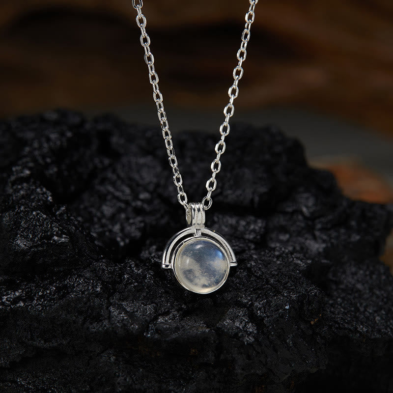 Buddhist Blessing Red Agate Tiger Eye Aquamarine Moonstone 925 Sterling Silver Confidence Necklace Pendant