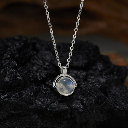 Buddhist Blessing Red Agate Tiger Eye Aquamarine Moonstone 925 Sterling Silver Confidence Necklace Pendant