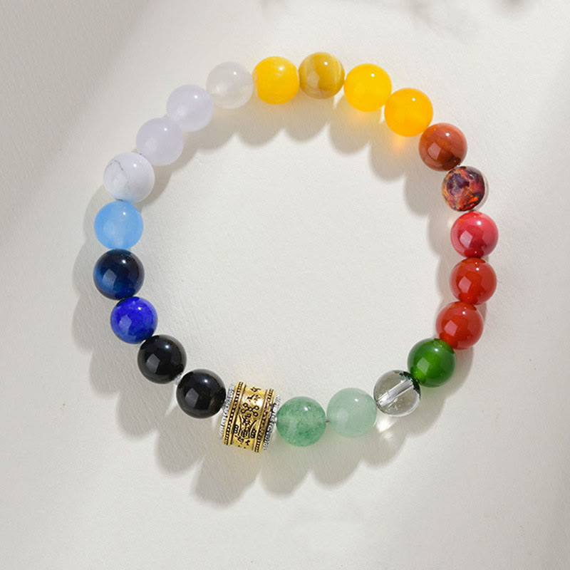Buddhist Blessing Five Elements Various Agate Crystal Red Agate Gold Sheen Obsidian Yellow Agate Luck Bracelet