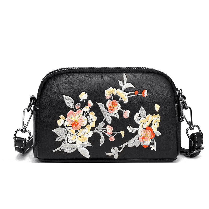 Buddhist Blessing Peony Pomegranate Flowers Su Embroidery Journey Shopping Purse Shoulder Bag Crossbody Bag