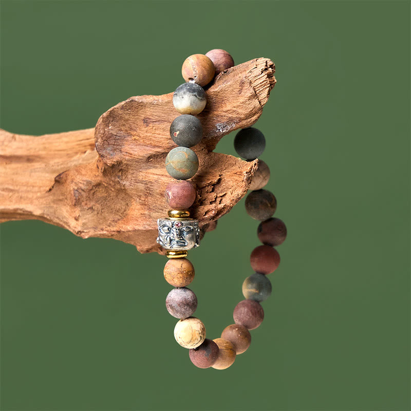 Buddhist Blessing Natural Picasso Jasper Buddha Face Energy Bracelet