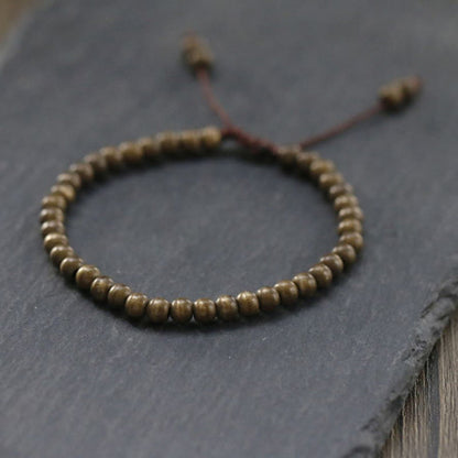 Buddhist Blessing Copper Brass Beads Balance Wealth Simple Bracelet