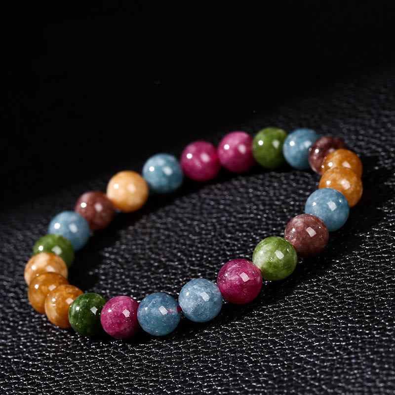 Buddhist Blessing Multicolor Tourmaline Positive Bracelet